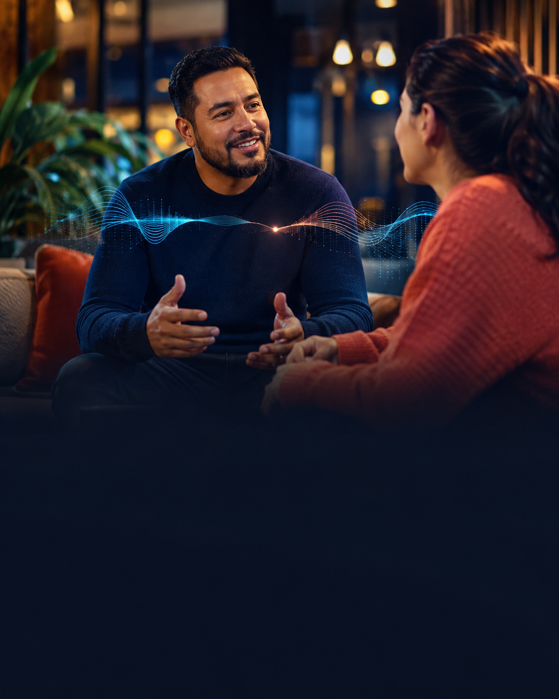 Adulto conversando en inglés con confianza